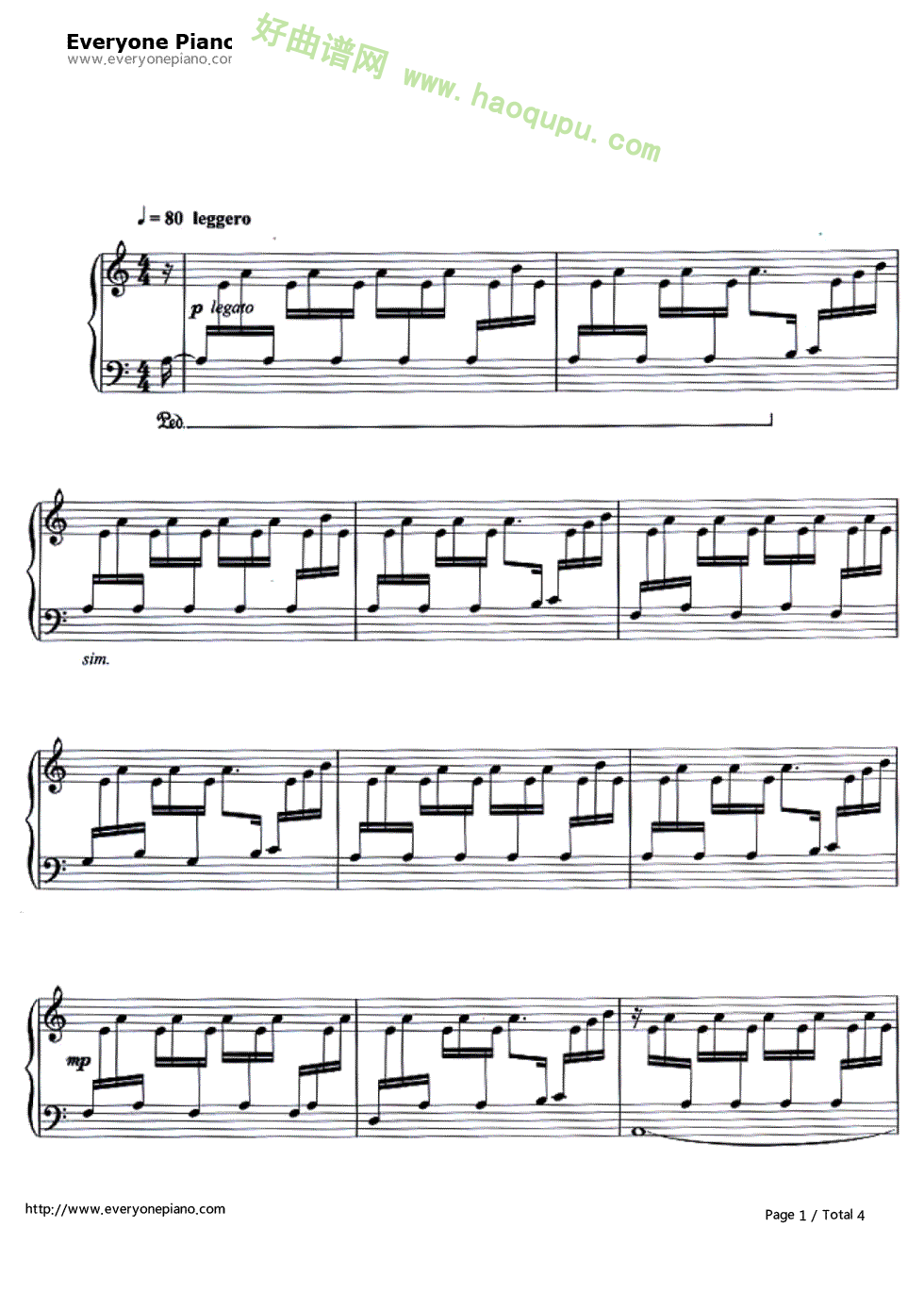 《Una mattina》（《无法触碰》插曲） 钢琴谱第1张
