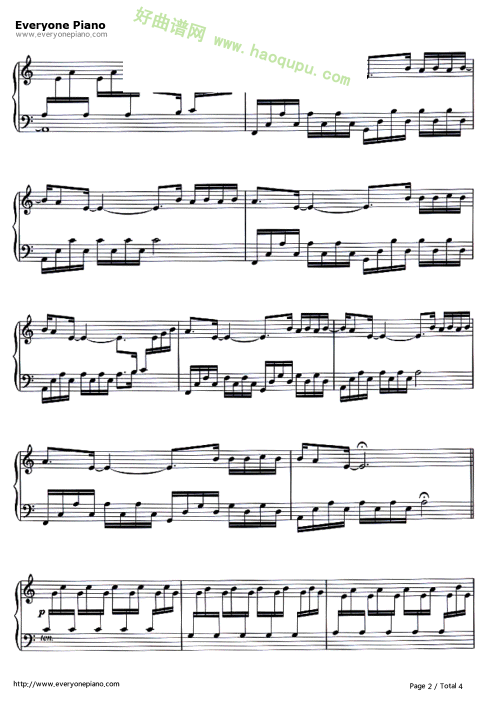 《Una mattina》（《无法触碰》插曲） 钢琴谱第2张