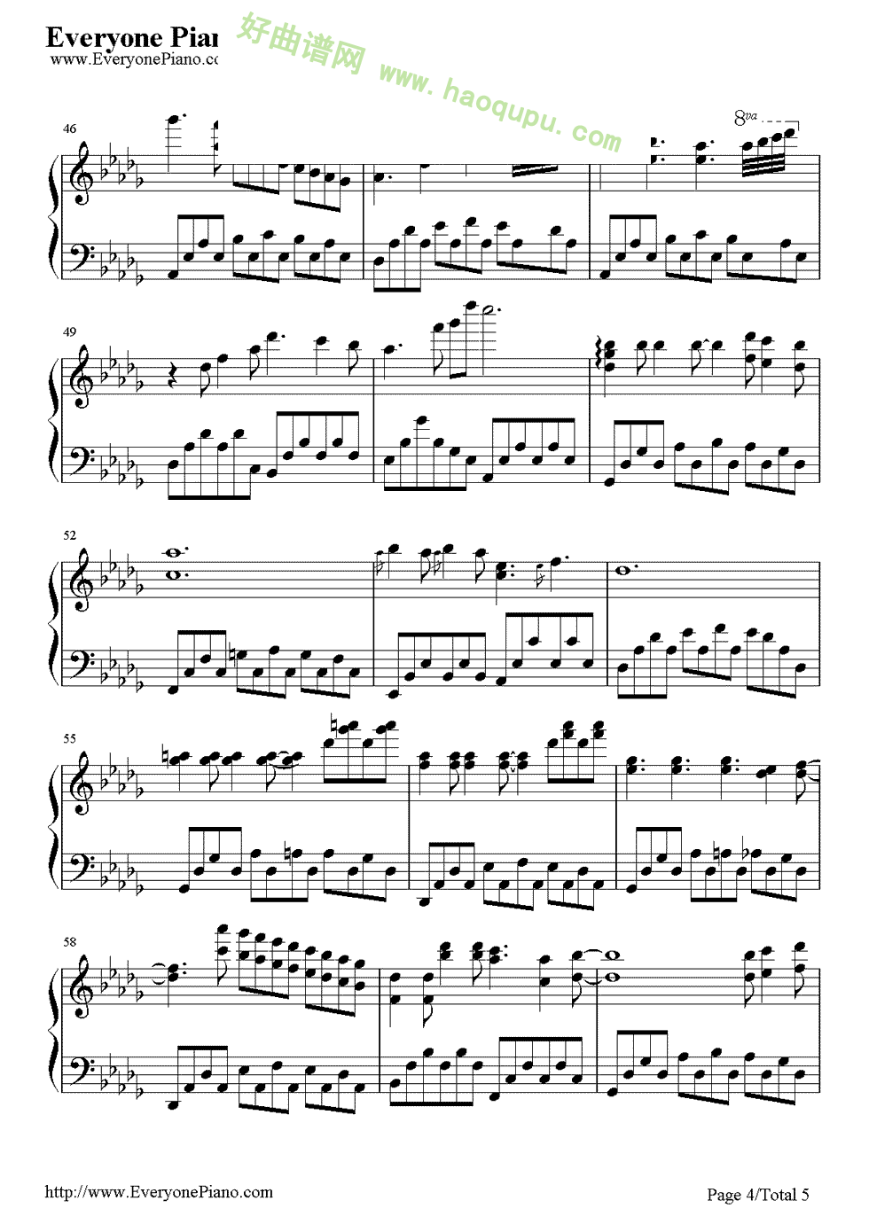 《散步》（久石让演唱）钢琴谱第4张