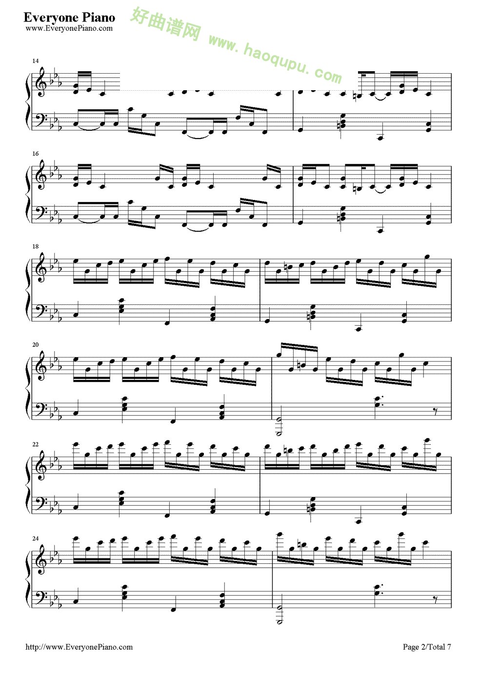 《克罗地亚狂想曲》（EOP教学曲） 钢琴谱第2张