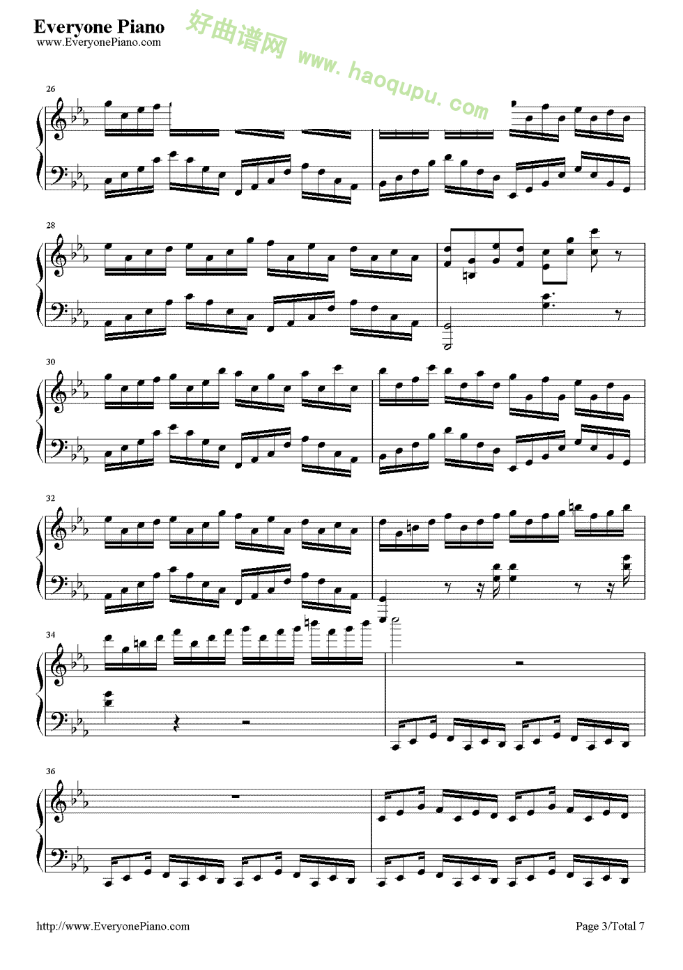 《克罗地亚狂想曲》（EOP教学曲） 钢琴谱第3张