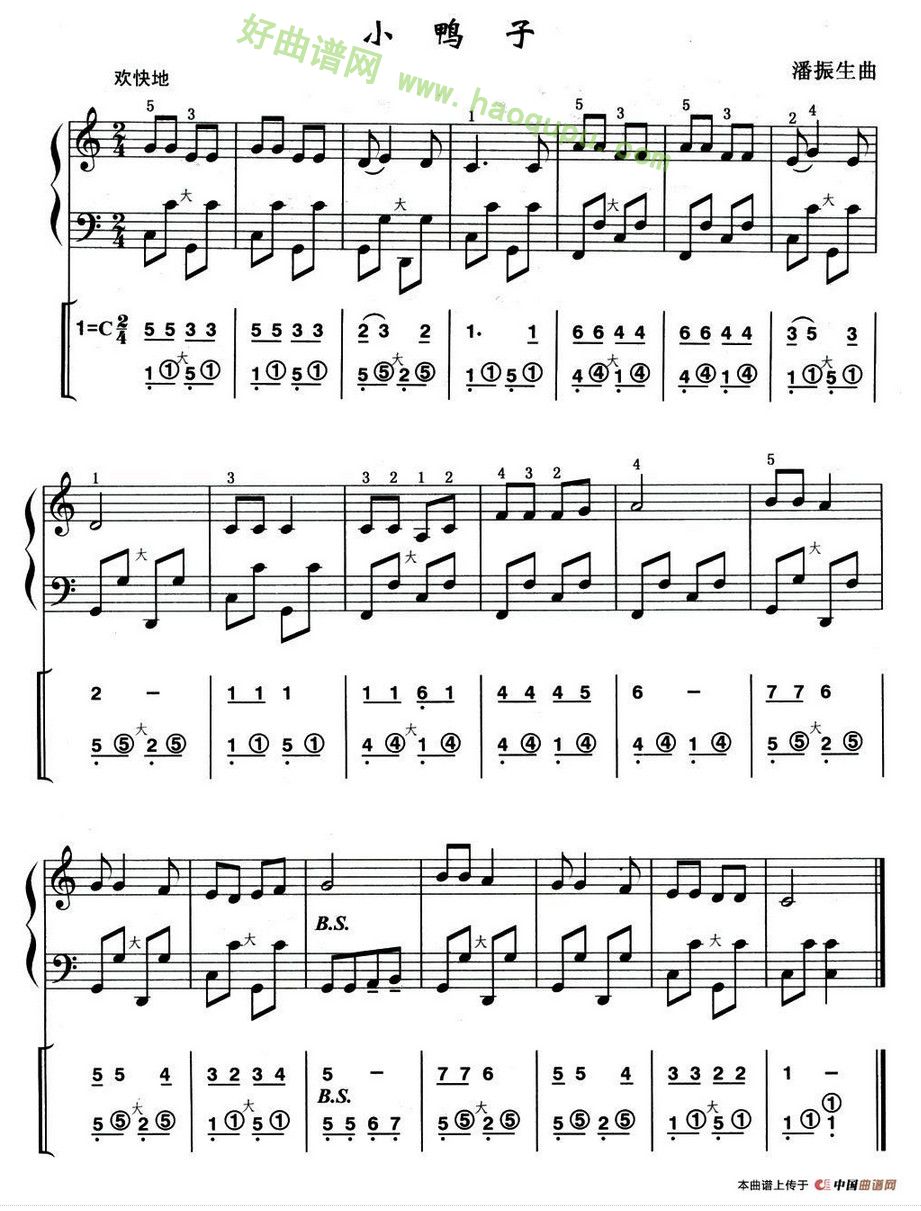 《小鸭子》（线简谱混排版） 手风琴曲谱第1张