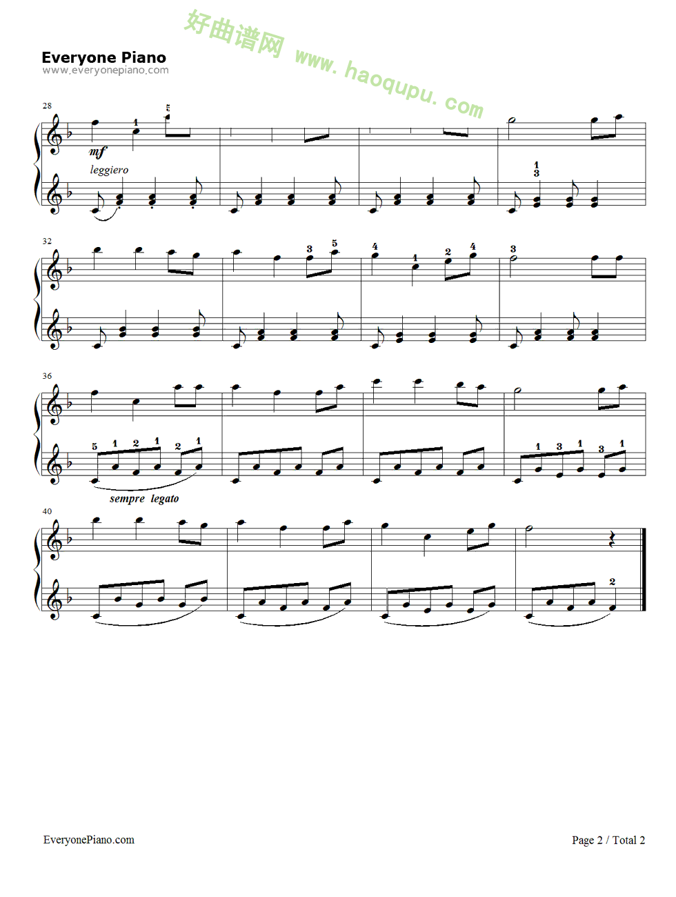 《新年好》（儿童歌曲） 钢琴谱第1张