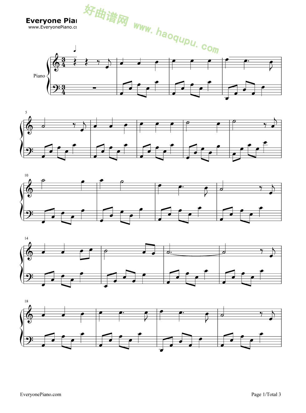 《棋子》（王菲） 钢琴谱第1张