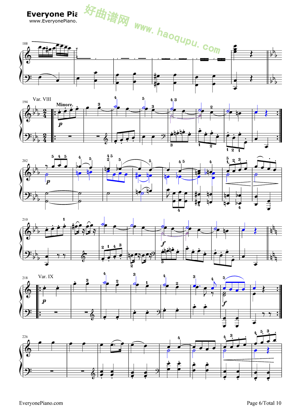 《小星星变奏曲》（莫扎特） 钢琴谱第6张
