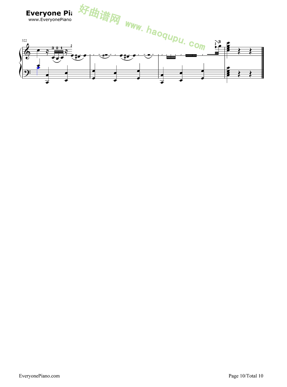 《小星星变奏曲》（莫扎特） 钢琴谱第10张