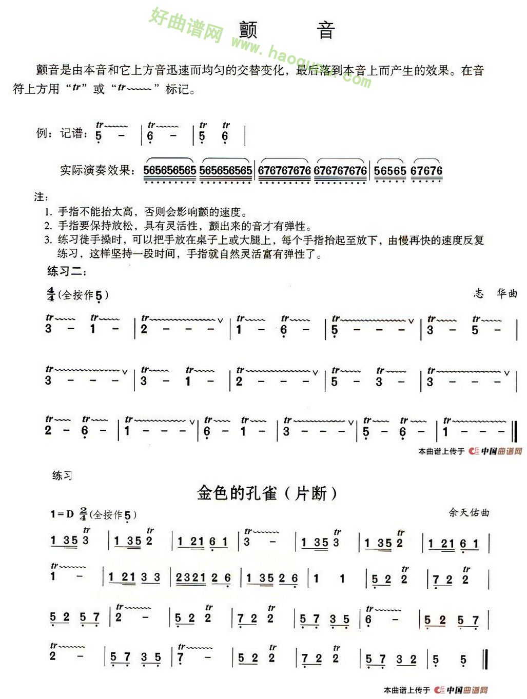 《葫芦丝技巧练习之九：颤音练习》葫芦丝曲谱第1张
