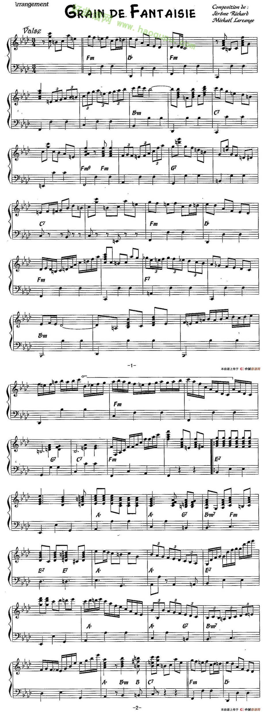《Grain de Fantaisie》（华丽华尔兹）手风琴曲谱第1张
