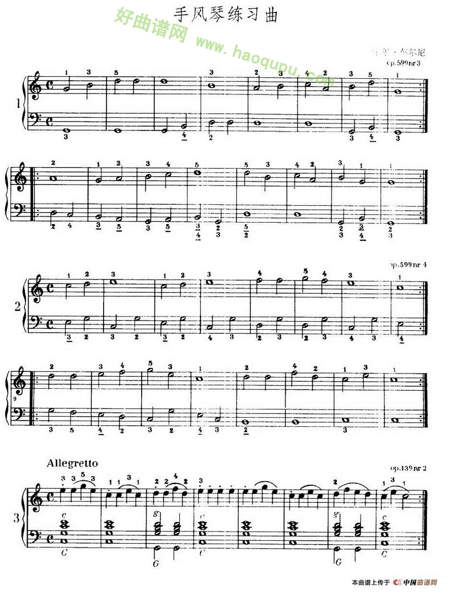 《车尔尼手风琴练习曲集》（1—9）手风琴曲谱第1张