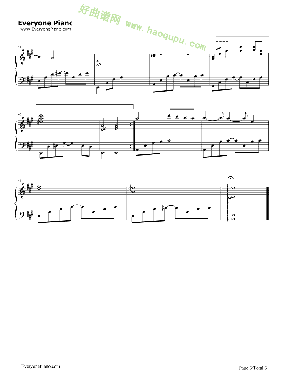 《六月的雨》（胡歌演唱） 钢琴谱第3张