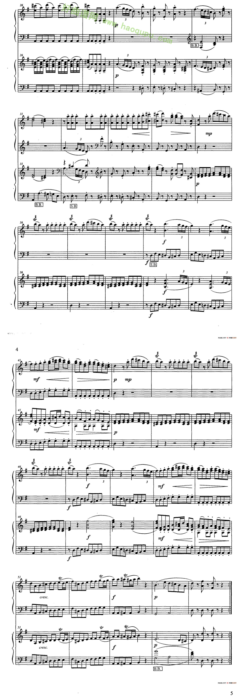 《G大调弦乐小夜曲》（第一乐章）（二重奏）手风琴曲谱第2张