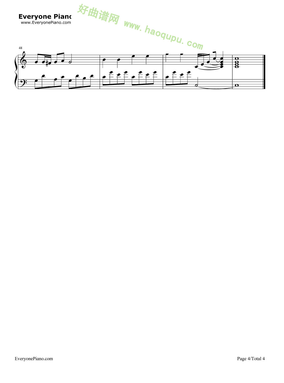 《暖暖》（梁静茹演唱） 钢琴谱第4张