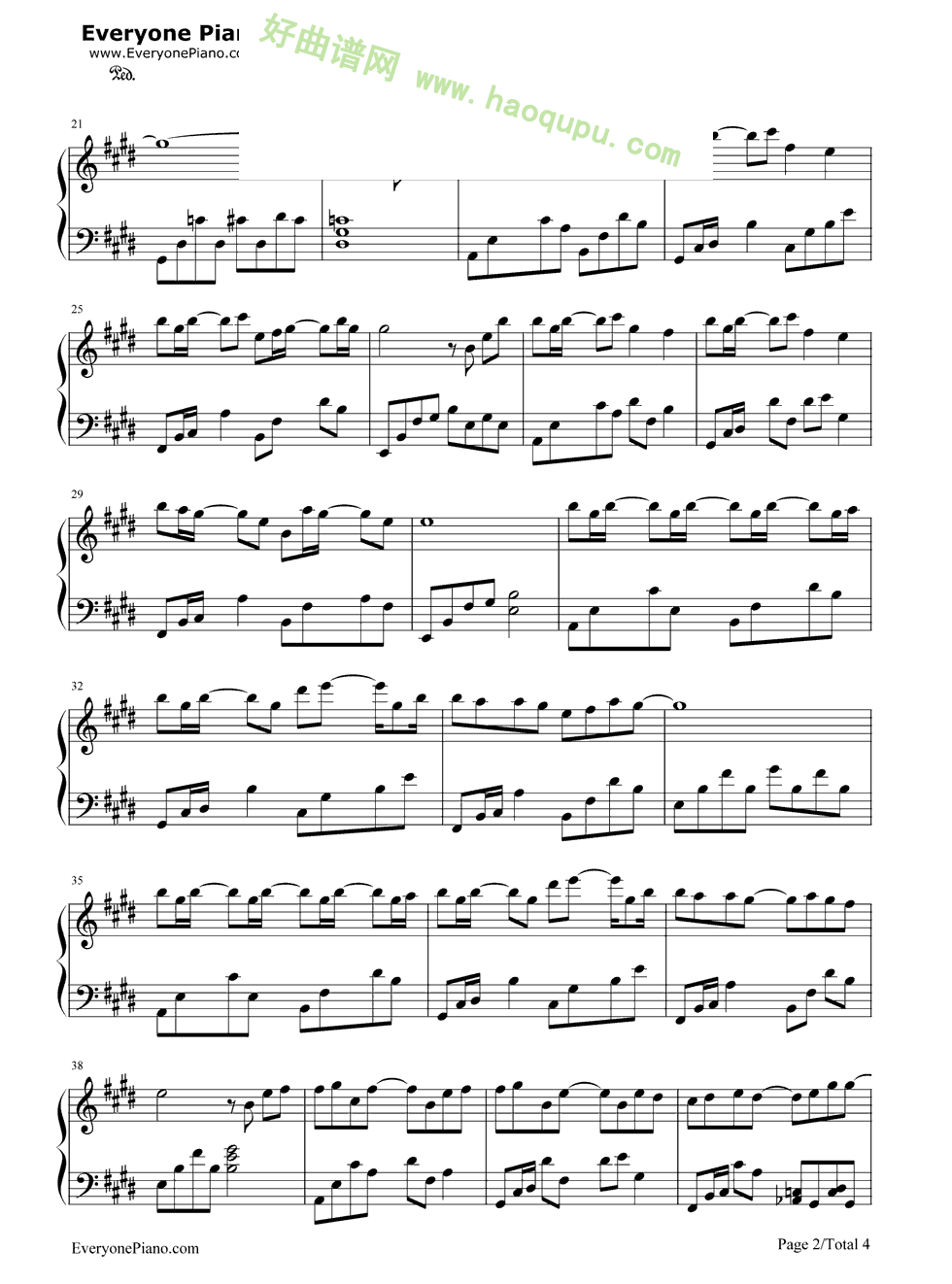 《最后一页》（江语晨演唱《熊猫人》片尾曲）钢琴谱第2张