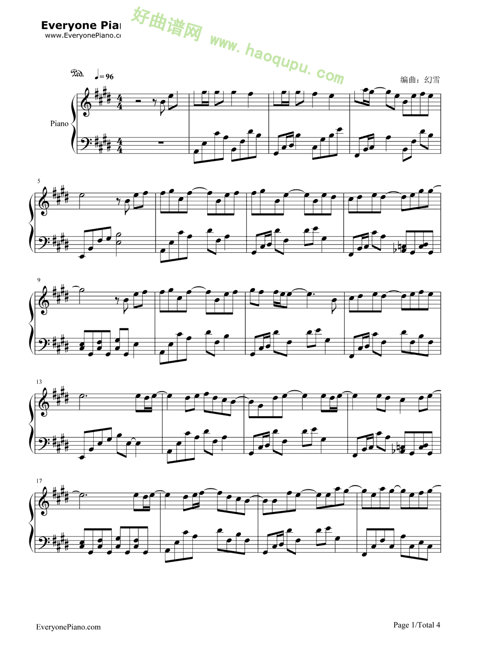 《最后一页》（江语晨演唱《熊猫人》片尾曲）钢琴谱第1张