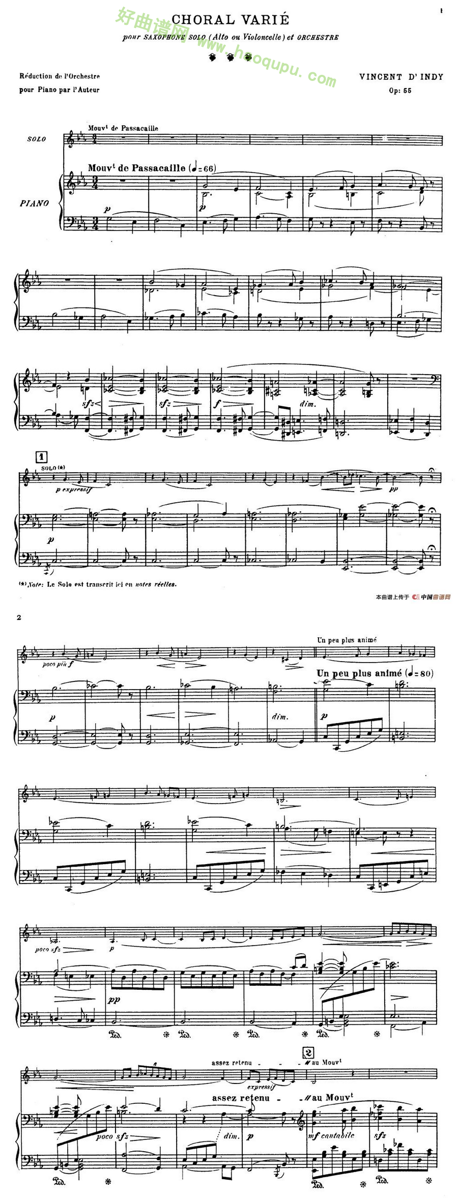 《Choral vari Op.55》（萨克斯+钢琴伴奏）萨克斯简谱第1张