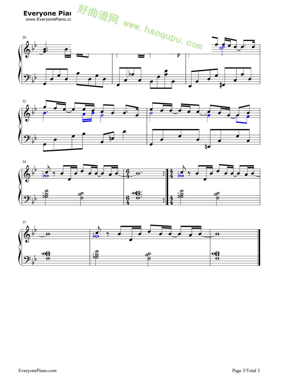 《向日葵的约定》（《哆啦A梦伴我同行》主题曲）钢琴谱第3张