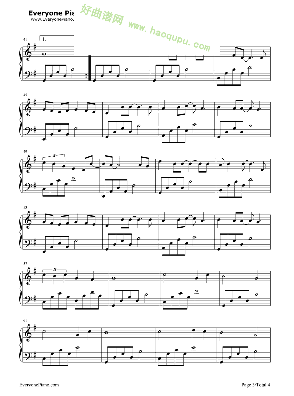 《旋木》（王菲演唱）钢琴谱第3张