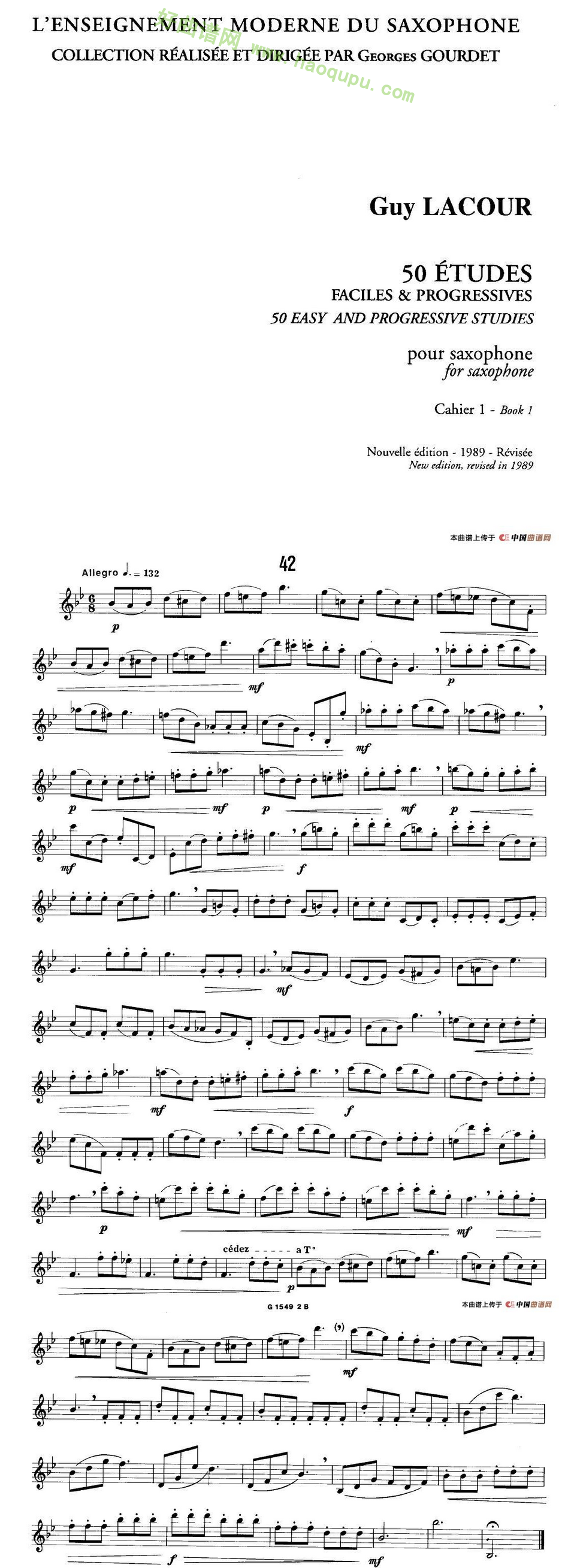 《50首经典萨克斯管练习曲》（42—50）萨克斯简谱第1张