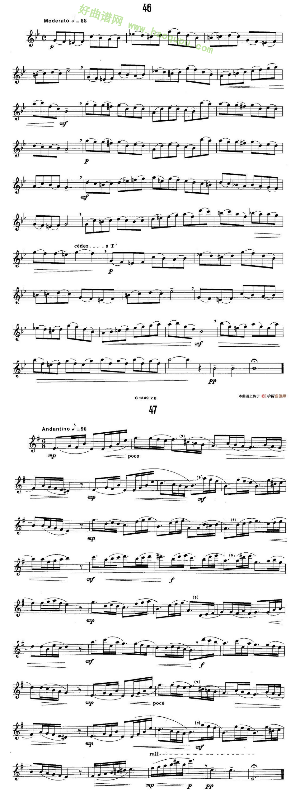《50首经典萨克斯管练习曲》（42—50）萨克斯简谱第3张