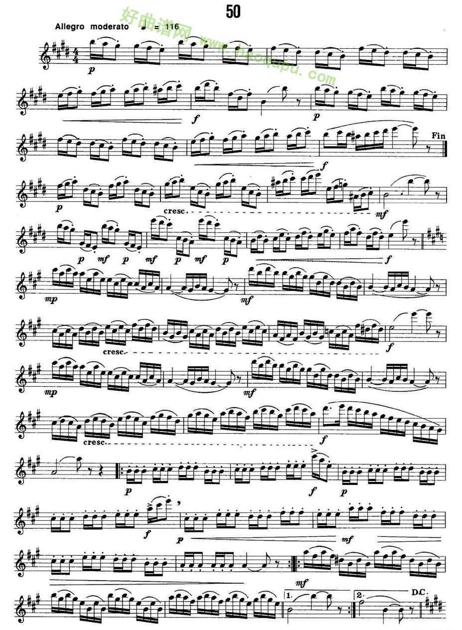 《50首经典萨克斯管练习曲》（42—50）萨克斯简谱第5张