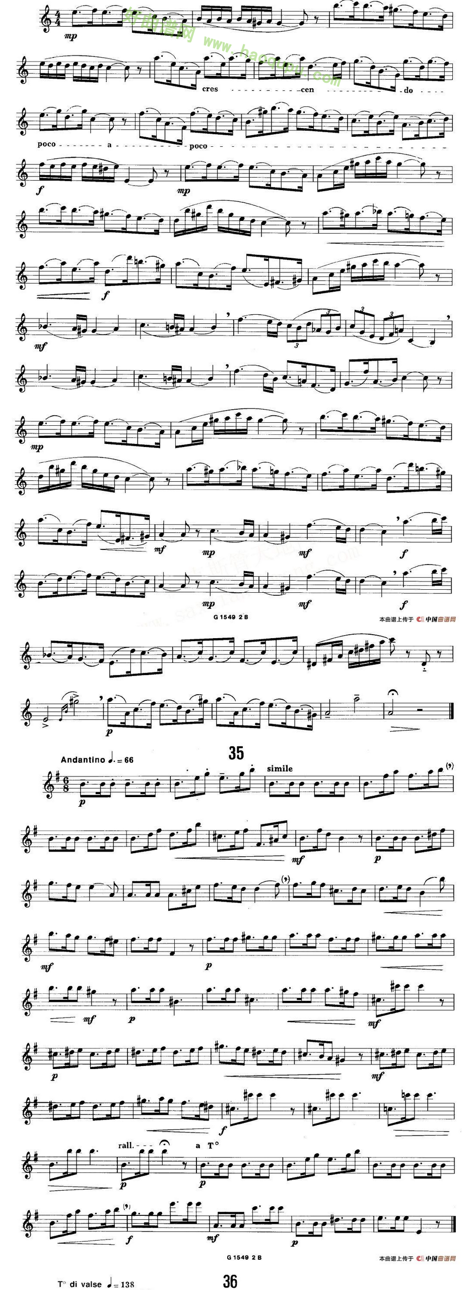 《50首经典萨克斯管练习曲》（32—41）萨克斯简谱第2张