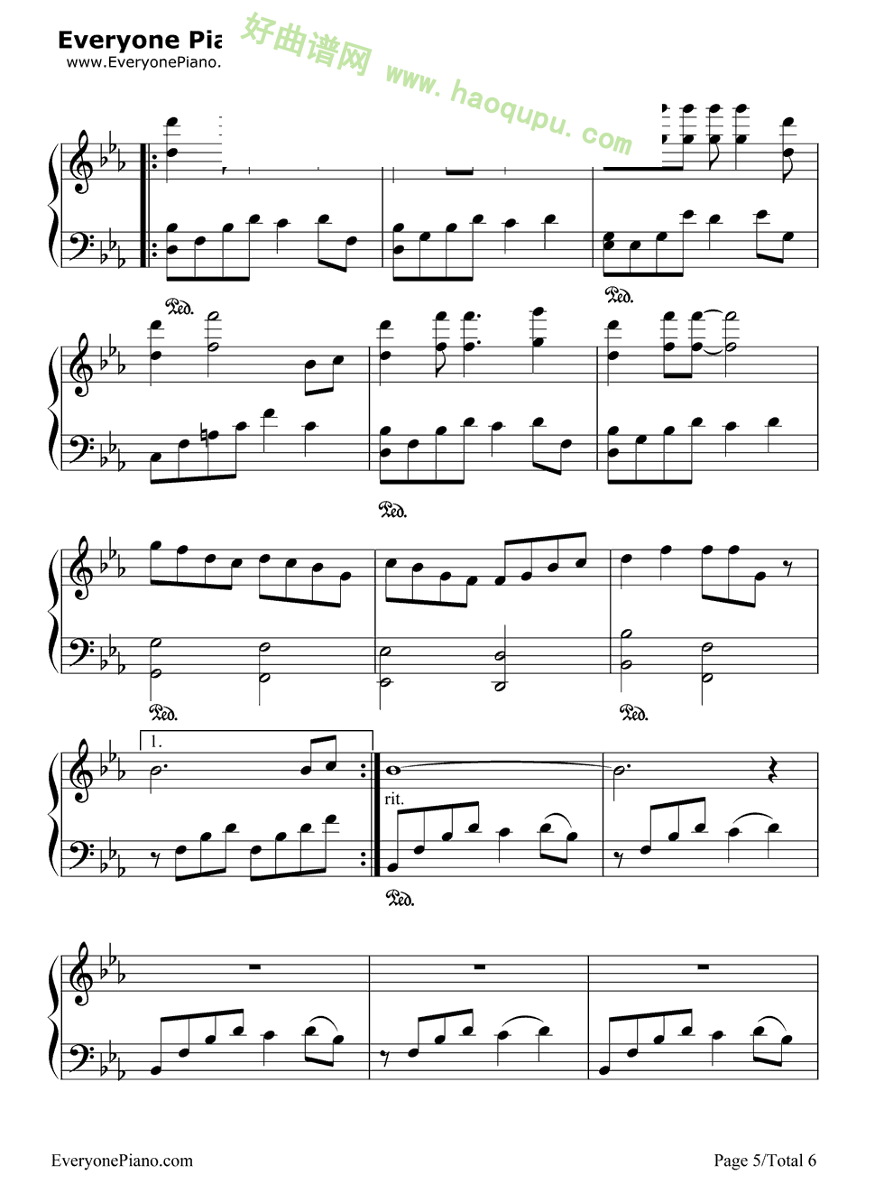 《亲亲我的宝贝》（周华健演唱）钢琴谱第5张