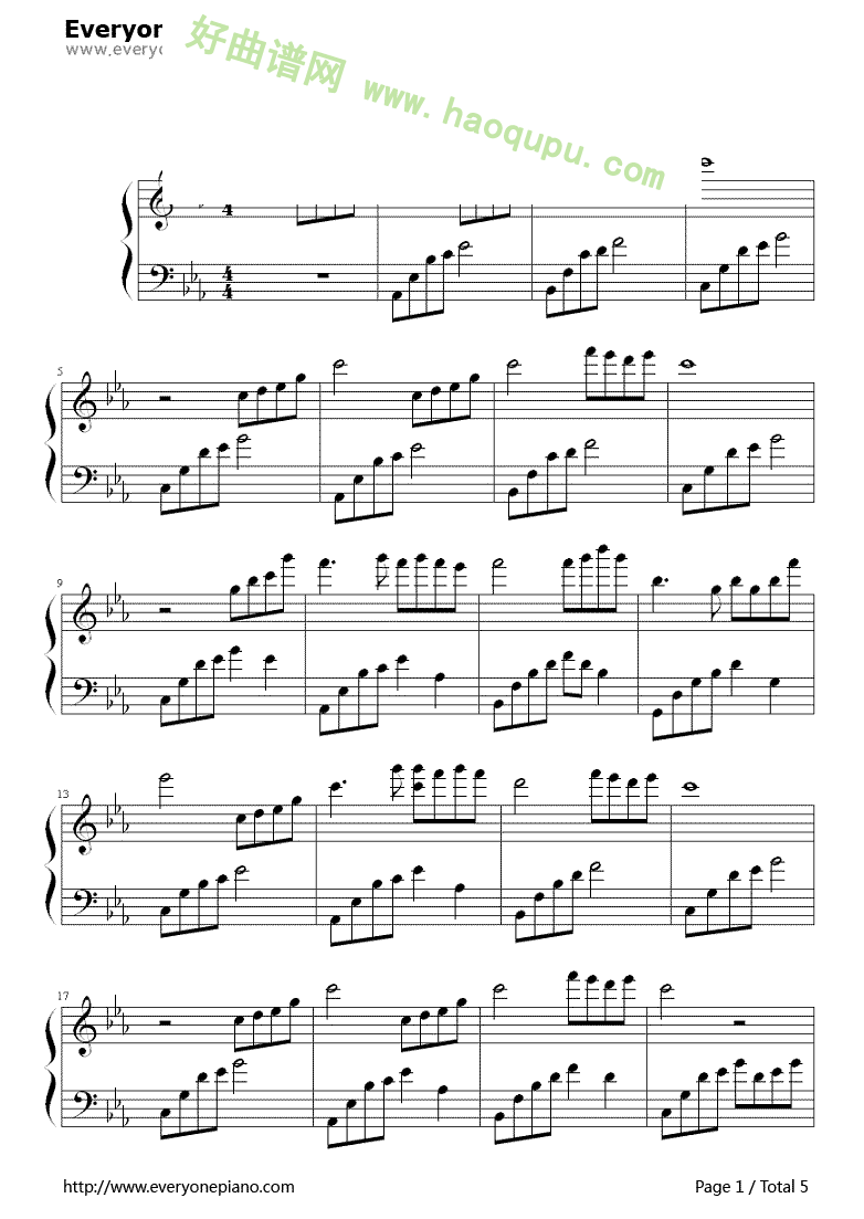 《夜的钢琴曲》（5）钢琴谱第1张