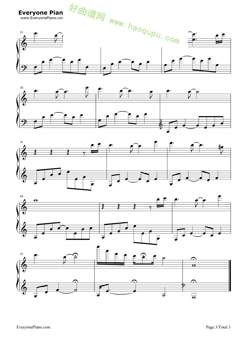 《夜的钢琴曲》（21）（石进）钢琴谱第3张