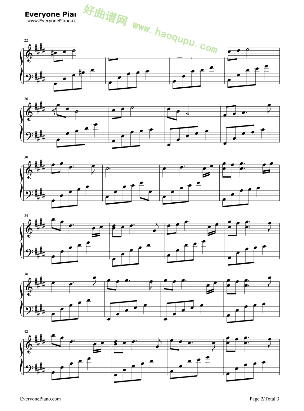 《夜的钢琴曲》（22）（石进）钢琴谱第2张
