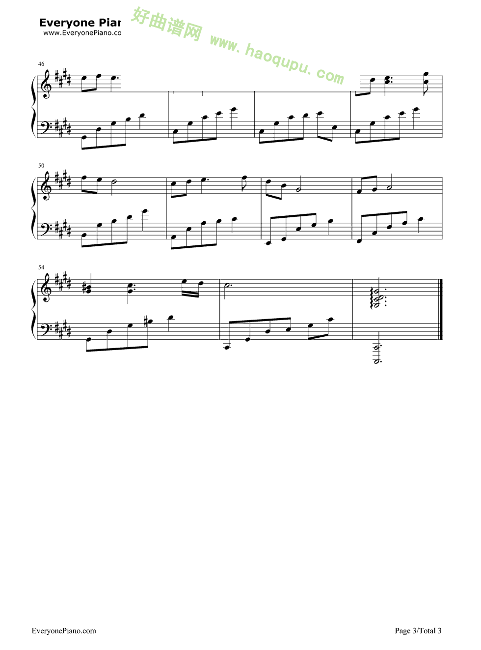 《夜的钢琴曲》（22）（石进）钢琴谱第3张