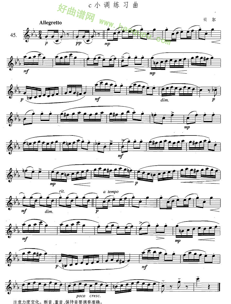 《萨克斯练习曲合集》（3—45）(c小调练习曲)萨克斯简谱第1张