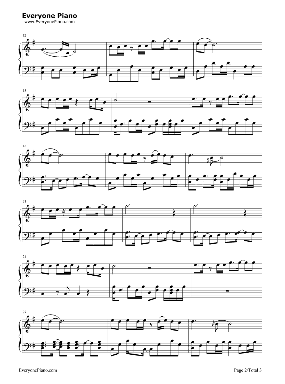 《千万次的问》（《北京人在纽约》刘欢演唱）钢琴谱第2张