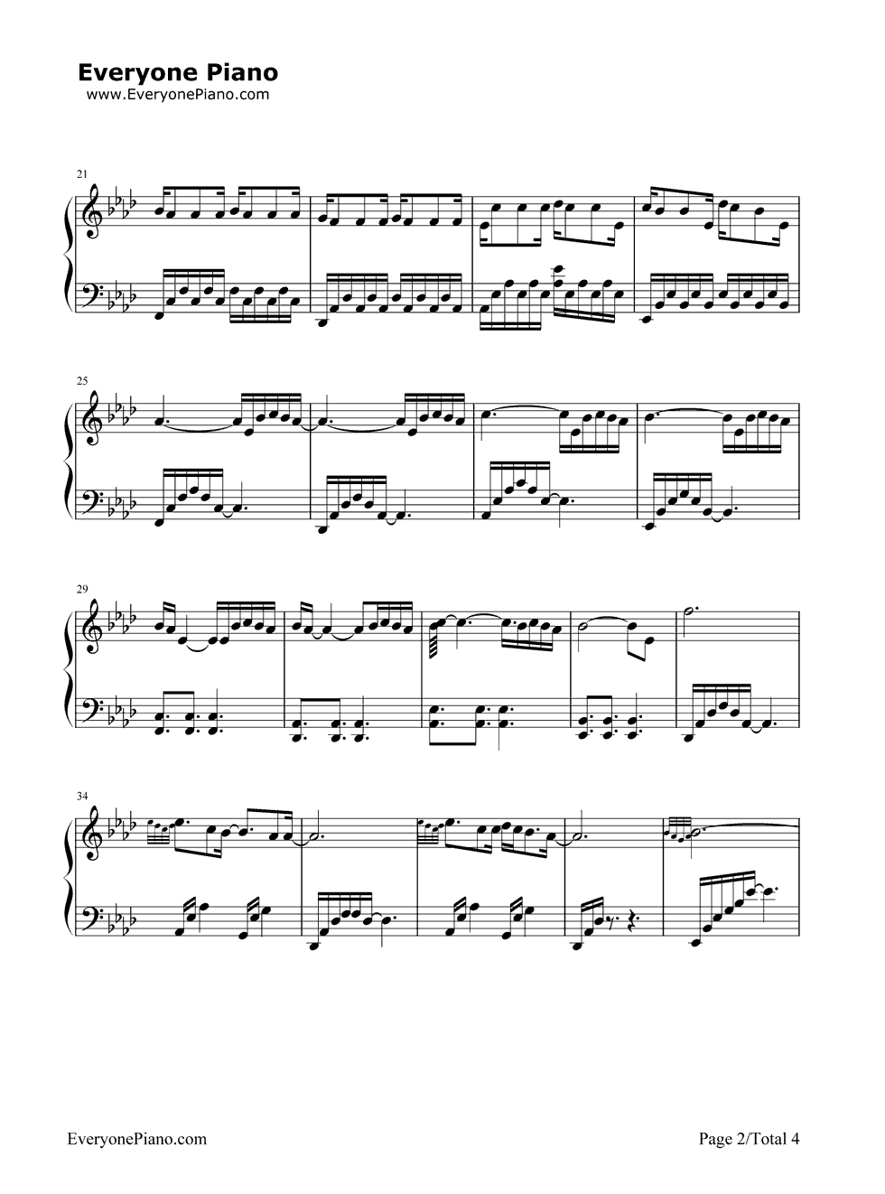 《最美不过暮色初上》（Nuvole Bianche）钢琴谱第2张