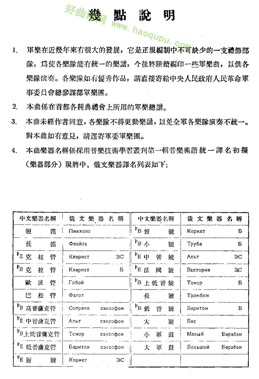 《中华人民共和国国歌》(军乐)(线谱)管乐总谱第3张