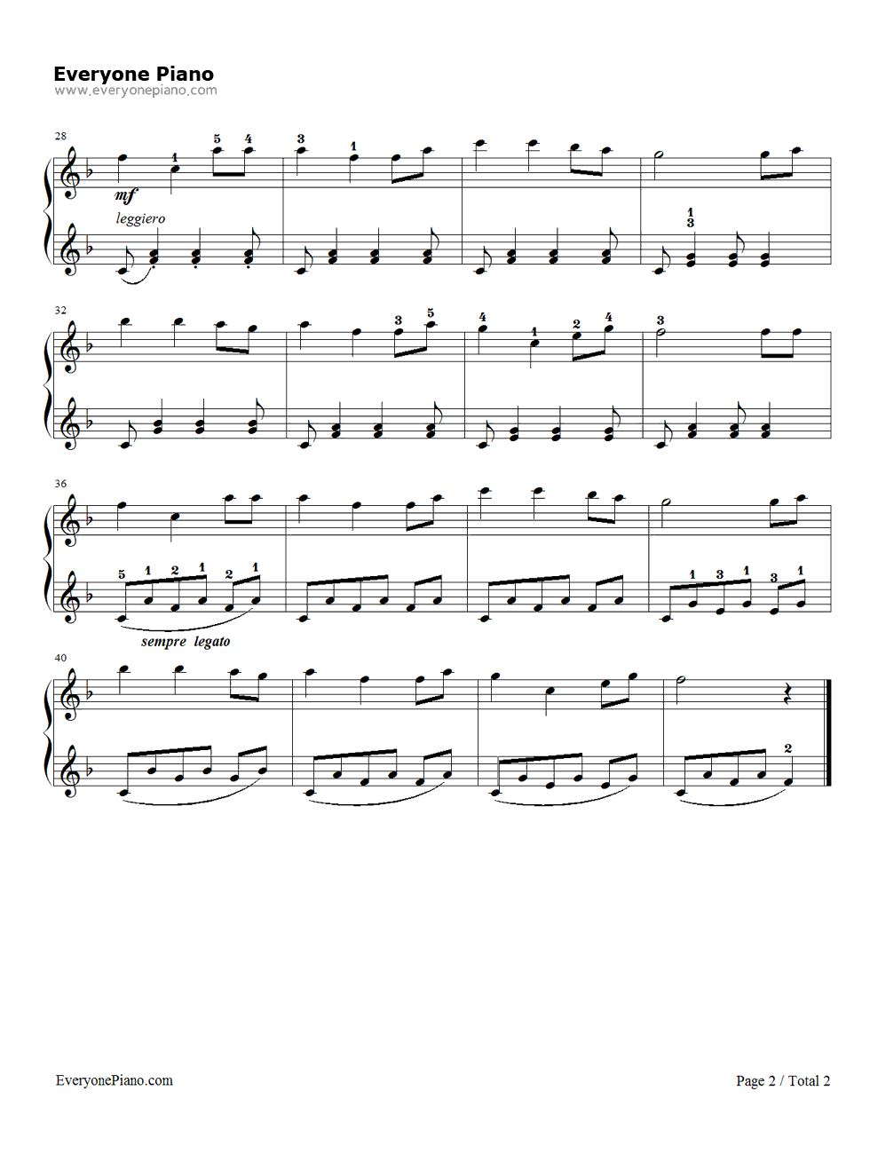 《新年好》（儿歌）钢琴谱第2张