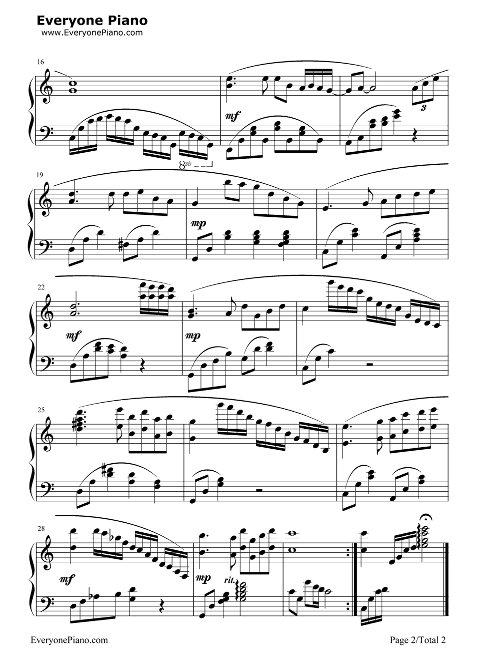 《一帘幽梦》（邓丽君演唱） 钢琴谱第2张