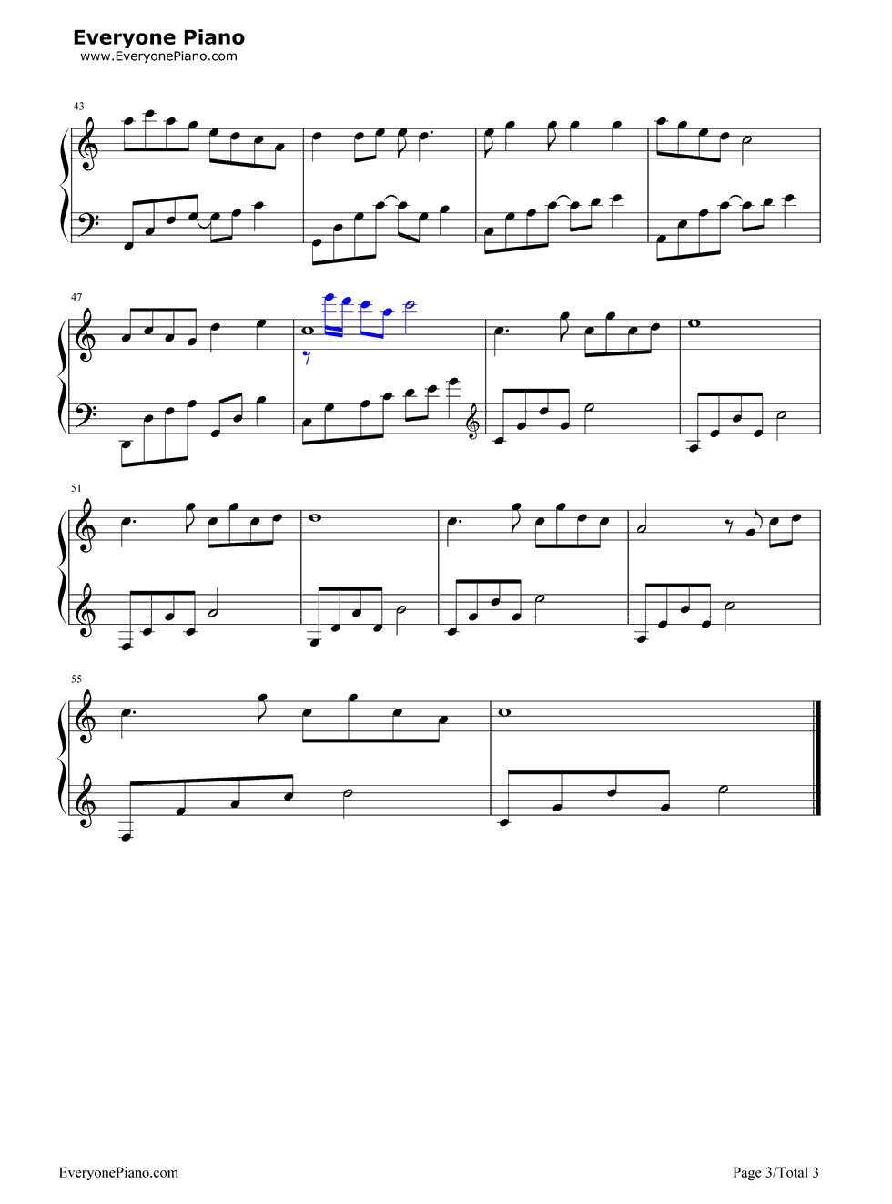 《荷塘月色》（凤凰传奇演唱） 钢琴谱第3张