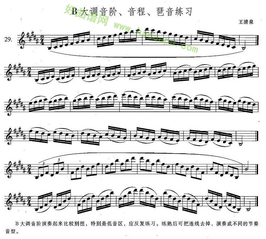 《萨克斯练习曲合集》（4 —29）（B大调音阶、音程、琶音）萨克斯简谱第1张