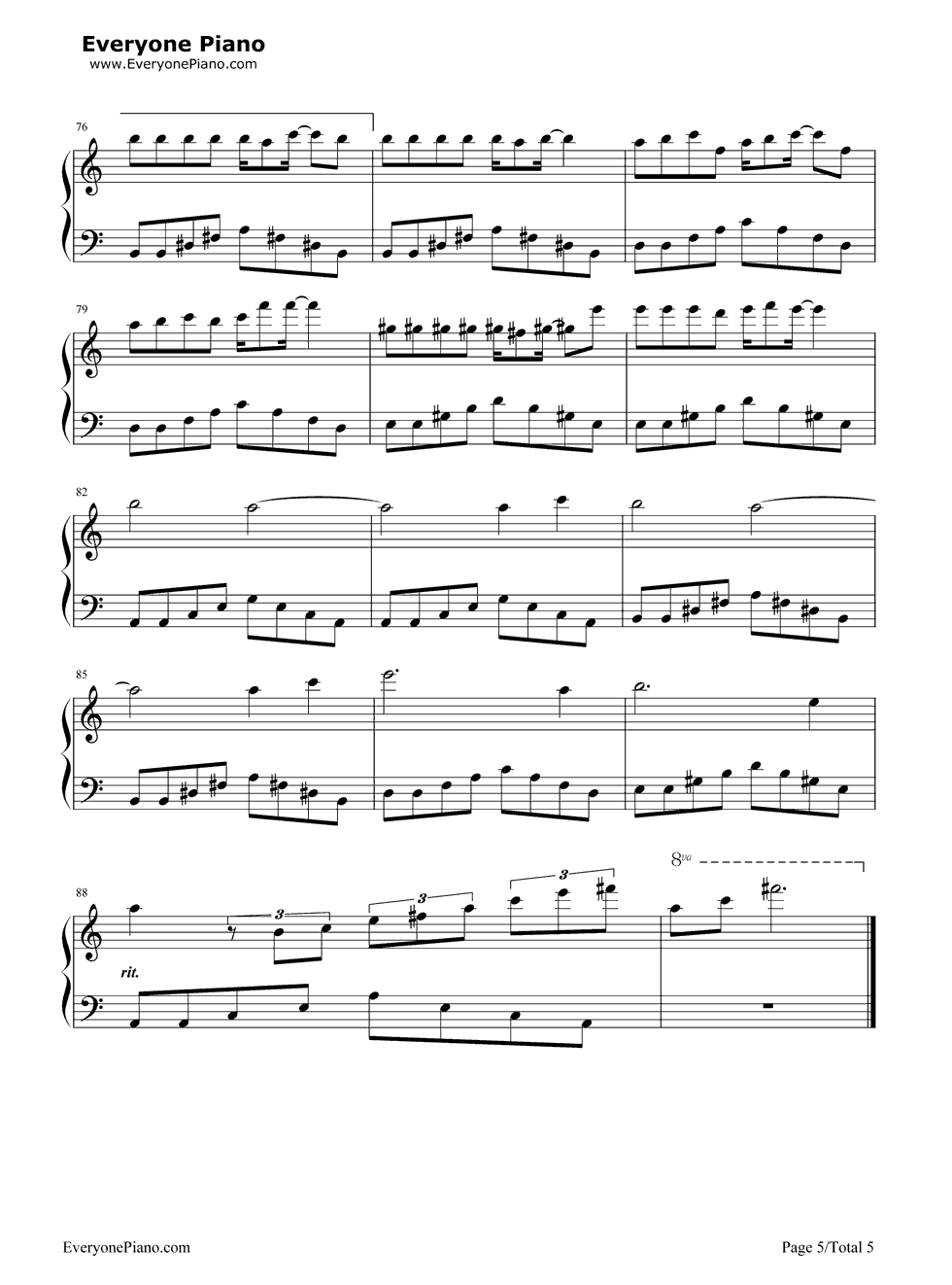 《迷迭香》（周杰伦演唱） 钢琴谱第5张