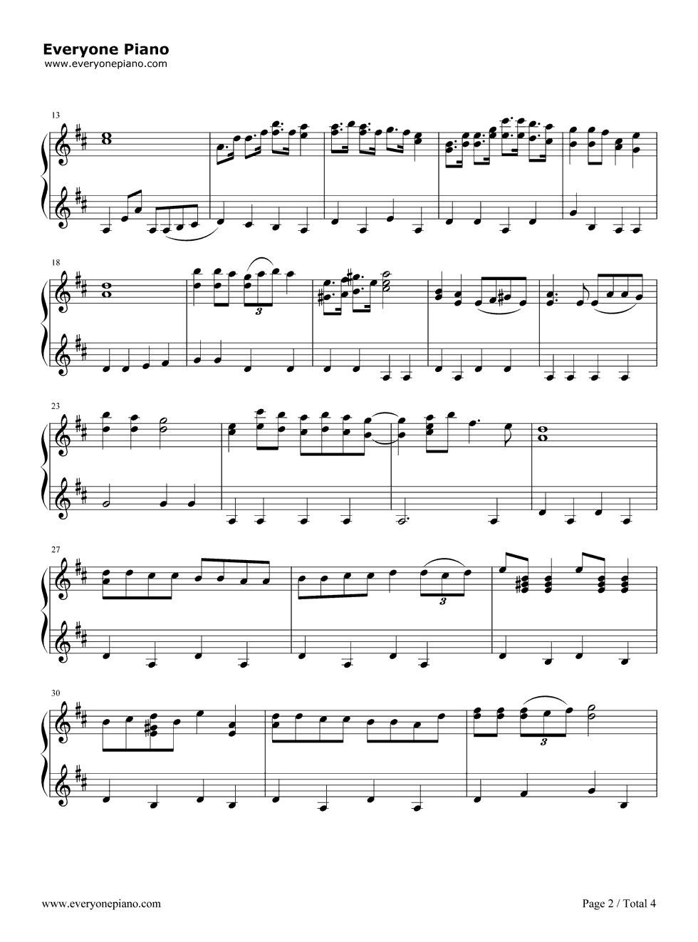 《哆啦A梦主题曲》钢琴谱第2张