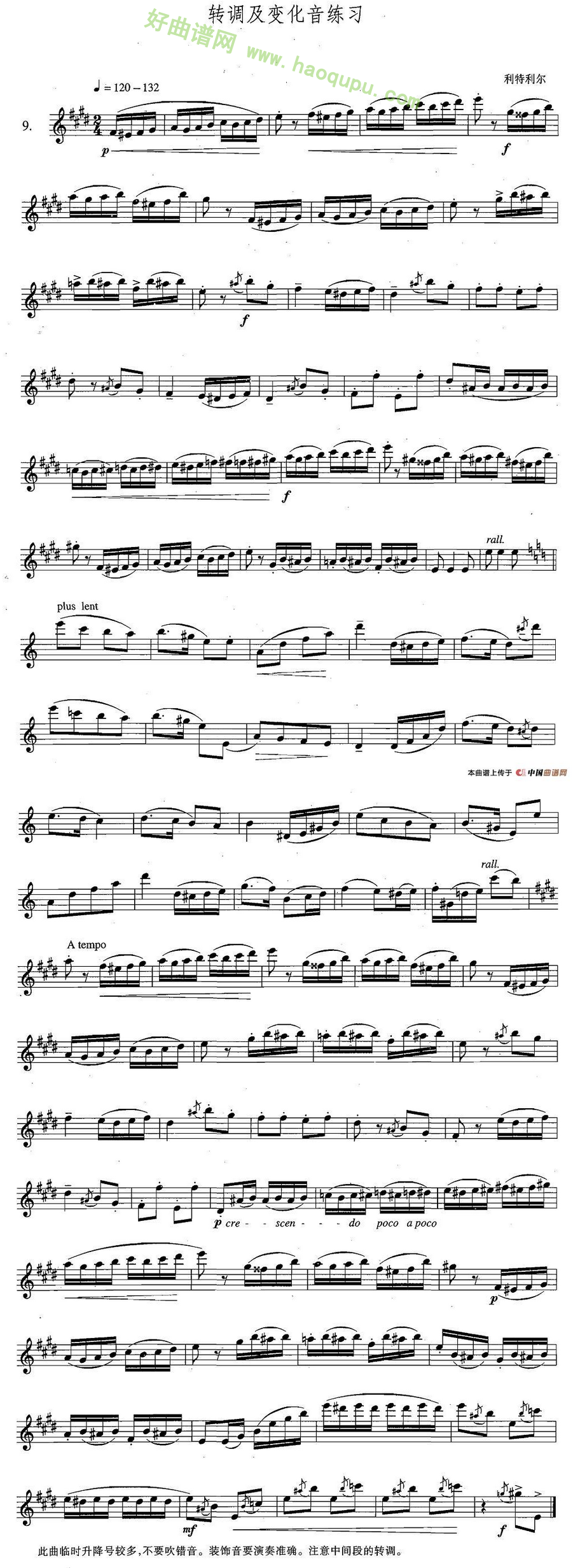 《萨克斯练习曲合集》（4—9）（转调及变化音练习）萨克斯简谱第1张