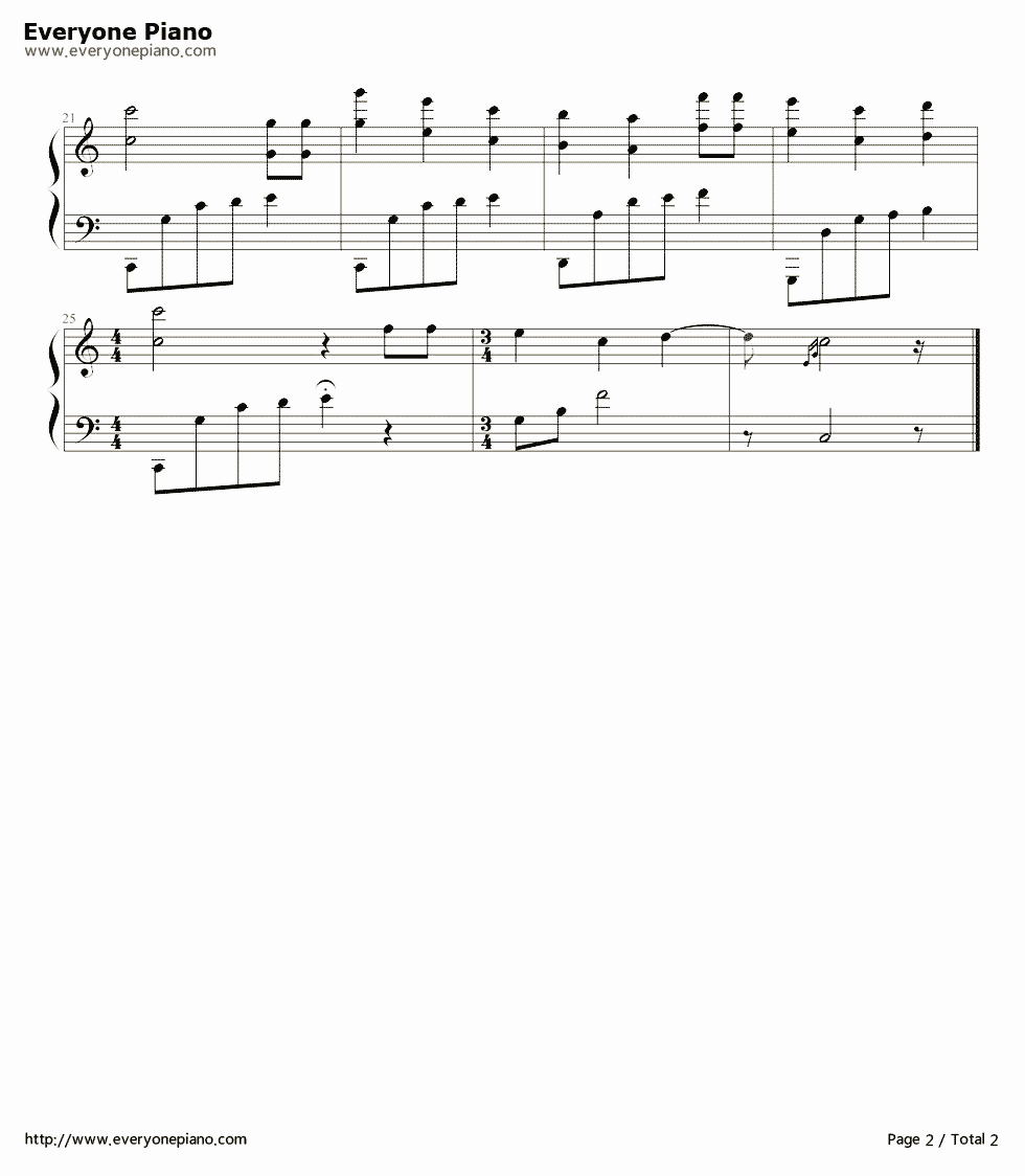 《生日快乐》（完整好听版）钢琴谱第2张