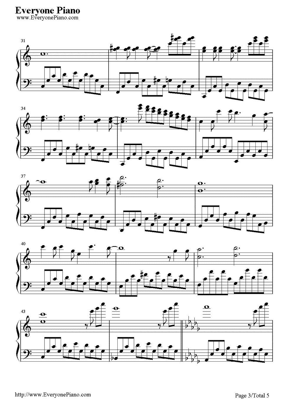 《散步》（龙猫片头主题曲）钢琴谱第3张