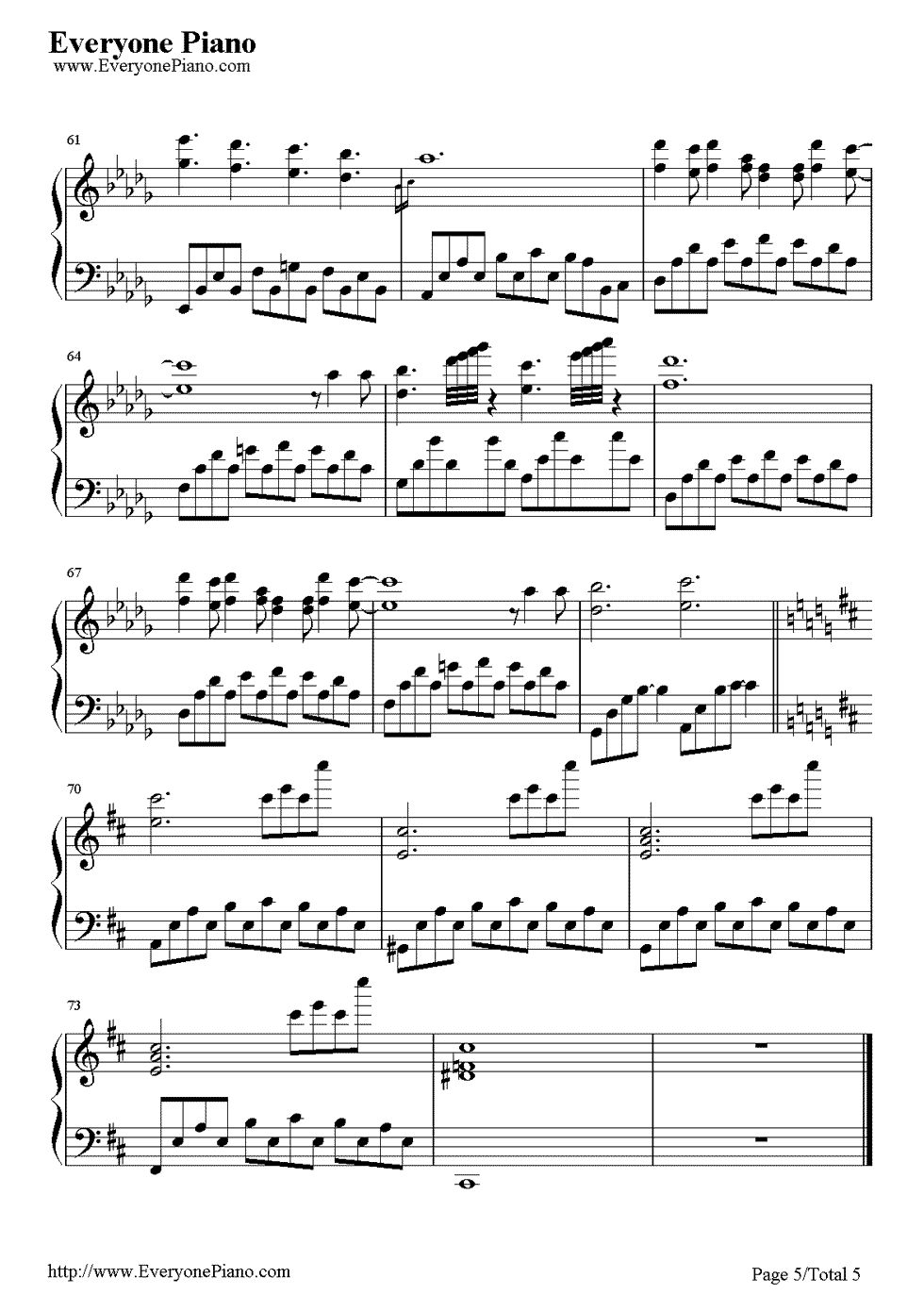 《散步》（龙猫片头主题曲）钢琴谱第5张