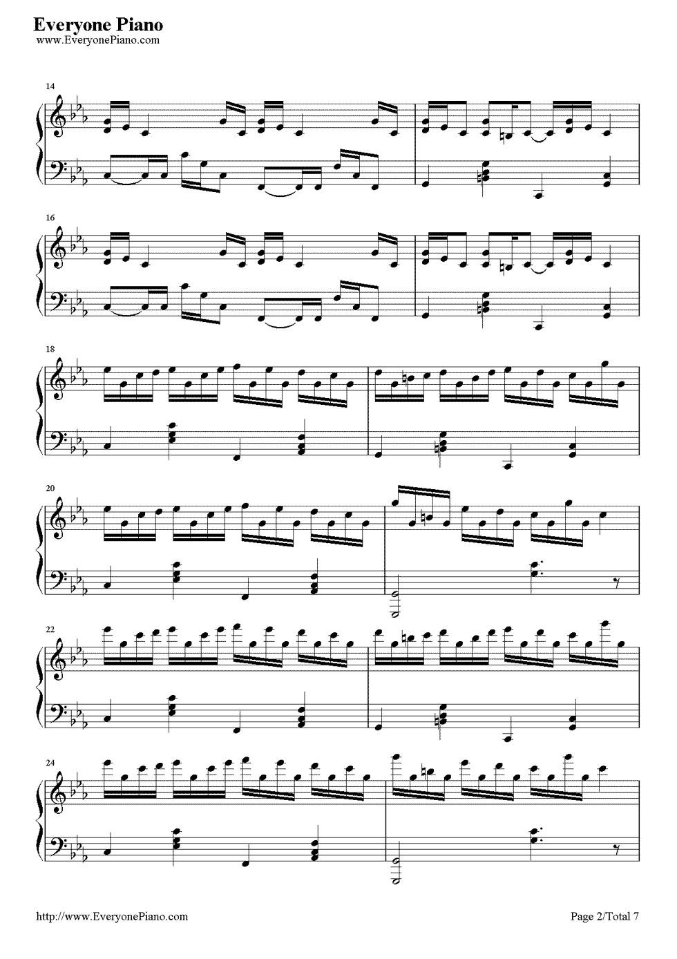 《克罗地亚狂想曲》（EOP教学曲）钢琴谱第2张