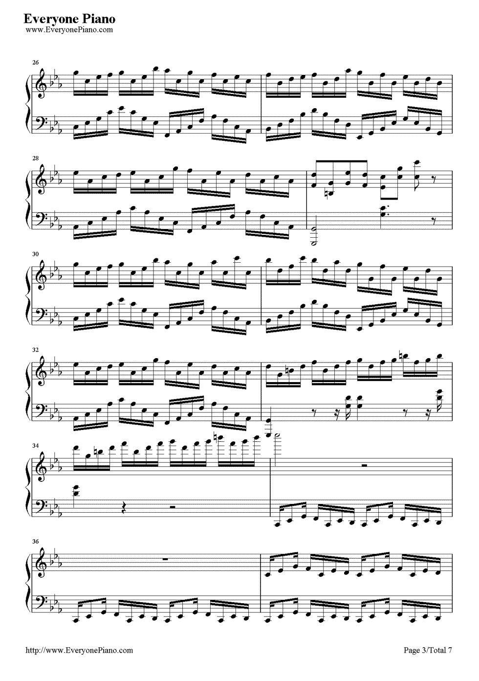 《克罗地亚狂想曲》（EOP教学曲）钢琴谱第3张