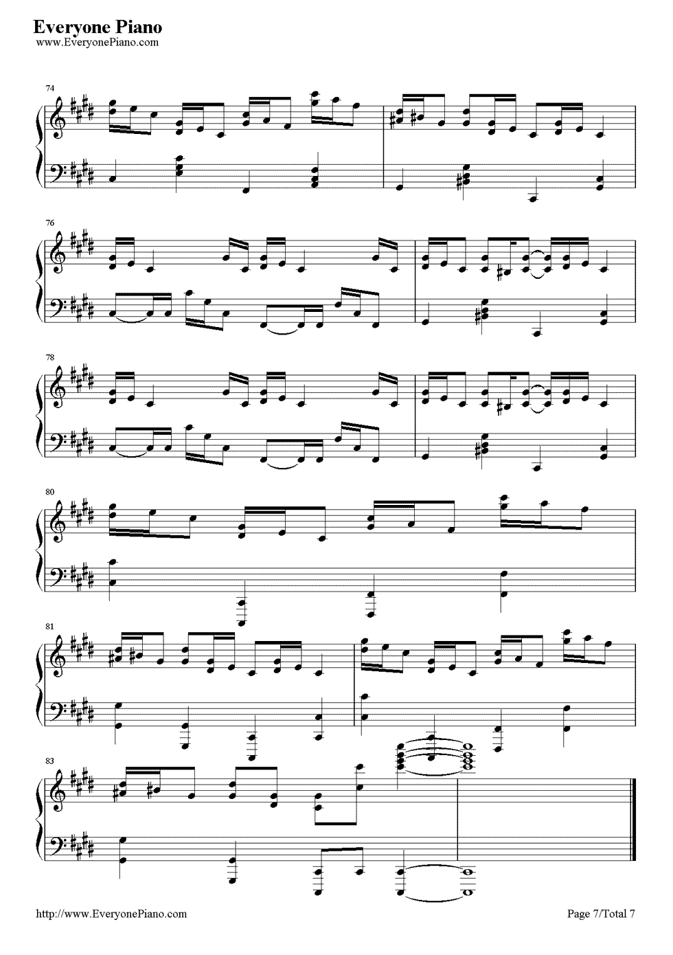 《克罗地亚狂想曲》（EOP教学曲）钢琴谱第7张