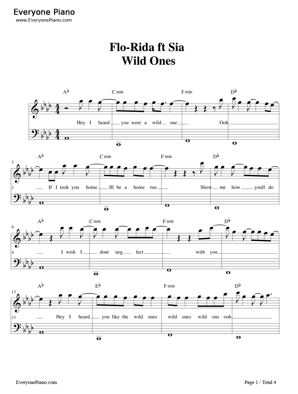 《Wild Ones》（Flo Rida演唱）吉他谱第1张