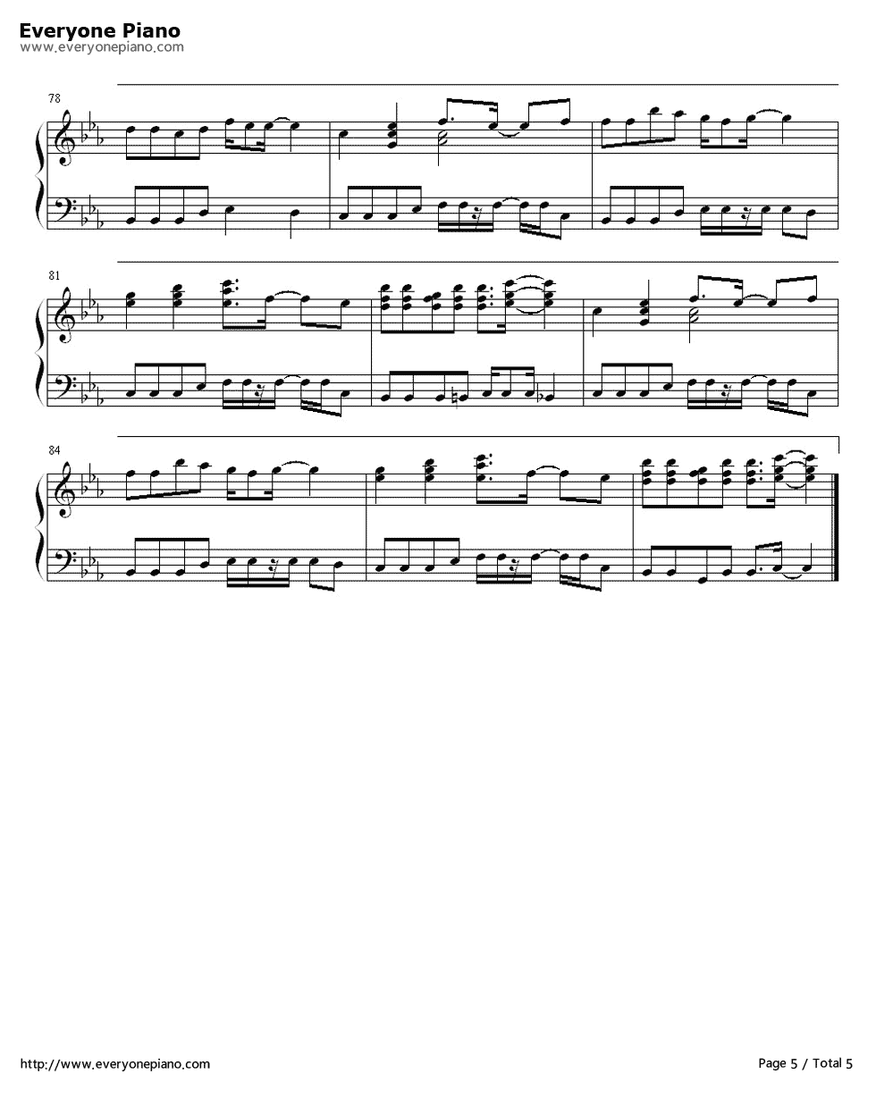 《残酷天使的行动纲领》（新世纪福音战士主题曲）钢琴谱第5张