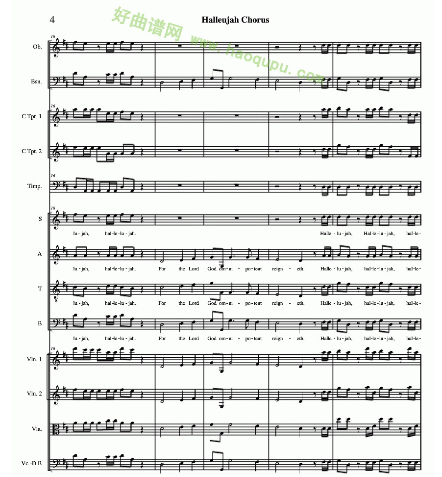 《哈利路亚总谱》（04）管乐总谱第1张